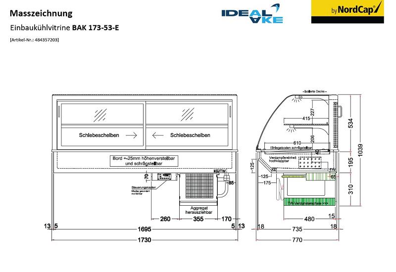 Bild 2: Nordcap Einbau-Kühlvitrine BAK 173-53-E